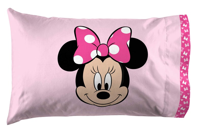 Jay Franco Kids Sheet Set with Fitted, Flat Sheets & Pillow Cover - Ultra-Soft Bedding with Pillowcase for Room Decor, Pink - Minnie Mouse, 3 Piece Twin - Image 3
